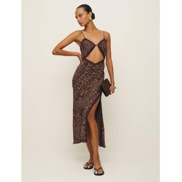 Reformation Dresses & Skirts - NEW‎ Reformation Annalisa Leopard Print Cutout Midi Dress CAYO, Size 4